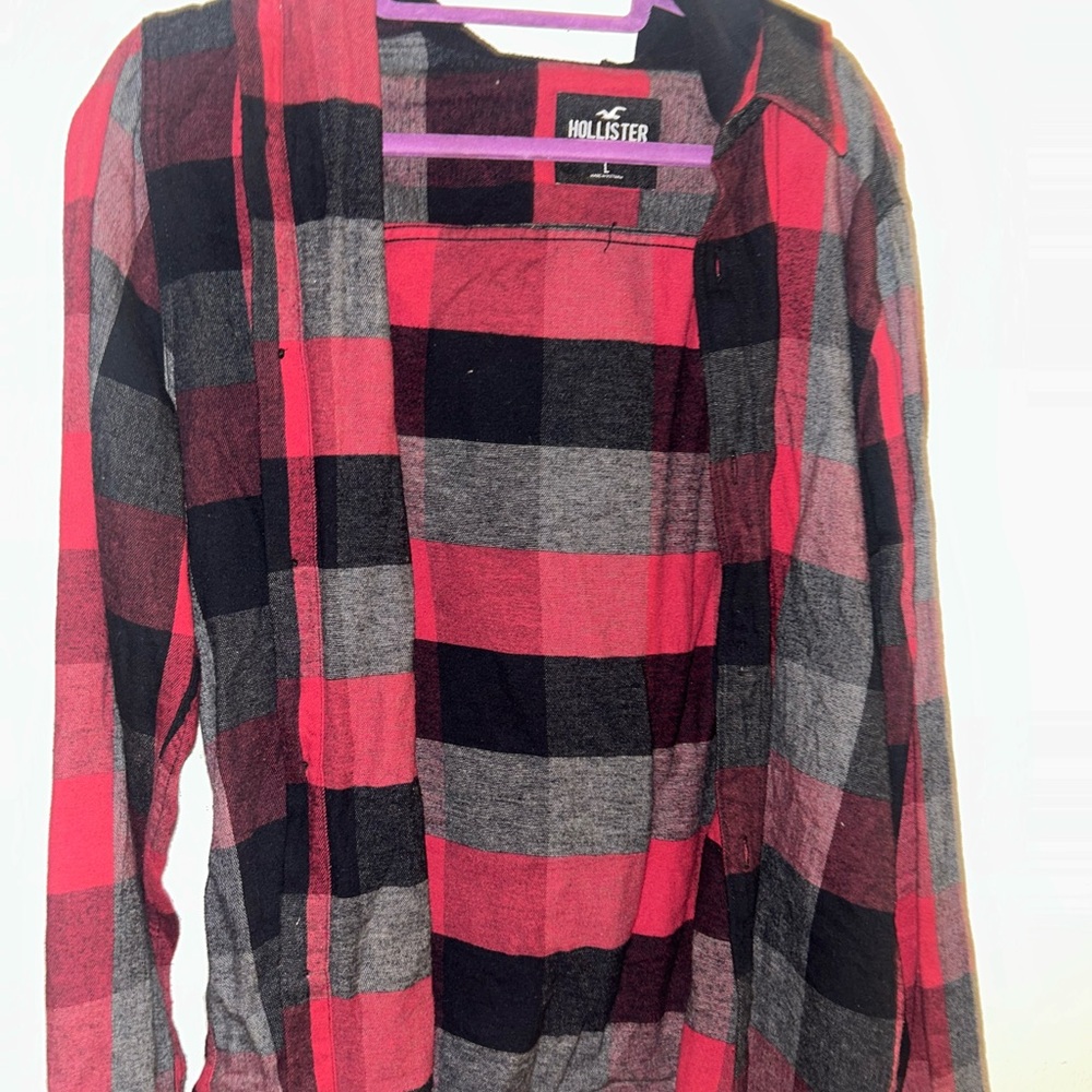 Hollister Red and Black Checkered Shirt